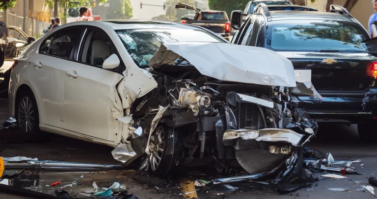 Two vehicles after a collision